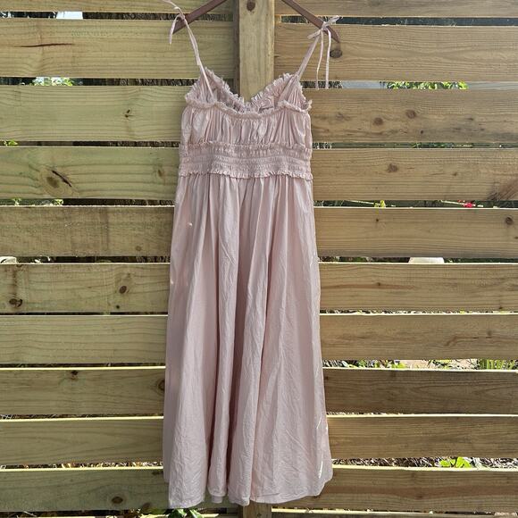 Sonderhaus Siren Dress Petal Pink Smocked Tie Straps Size XL - Picture 2 of 7